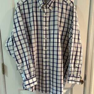 Brooks Brothers Navy and White Plaid Shirt Size M Preppy